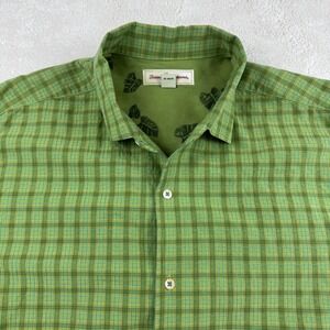 Tommy Bahama Classic Green Plaid Button Down Long Sleeve Casual Shirt Size Large